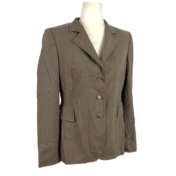 Akris Punto Womens Single-Breasted Micro Striped Wool Blazer Size 8 - Picture 13 of 16